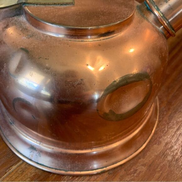 Vintage Copral Copper Brass & Wood Handle Tea Pot - Picture 5 of 7